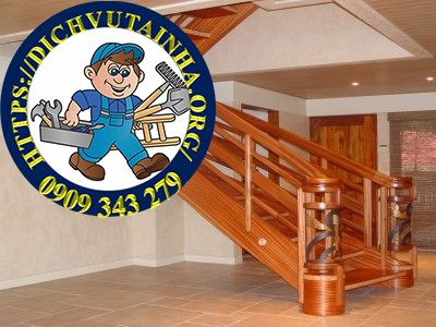 sửa cầu thang gỗ tại nhà phường An Nhơn